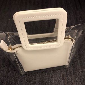 STAUD beige Shirley clear handbag NEW WITH TAGS